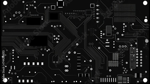 A detailed vector background featuring a sophisticated circuit board design