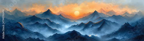 Sunset in the mountain.Majestic sunset in the mountains landscape. Mountains under mist in the morning Amazing nature scenery form Kerala God's own Country Tourism and travel concept image, Fresh.Ai © Impress Designers