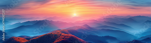 Sunset in the mountain.Majestic sunset in the mountains landscape. Mountains under mist in the morning Amazing nature scenery form Kerala God s own Country Tourism and travel concept image  Fresh.Ai
