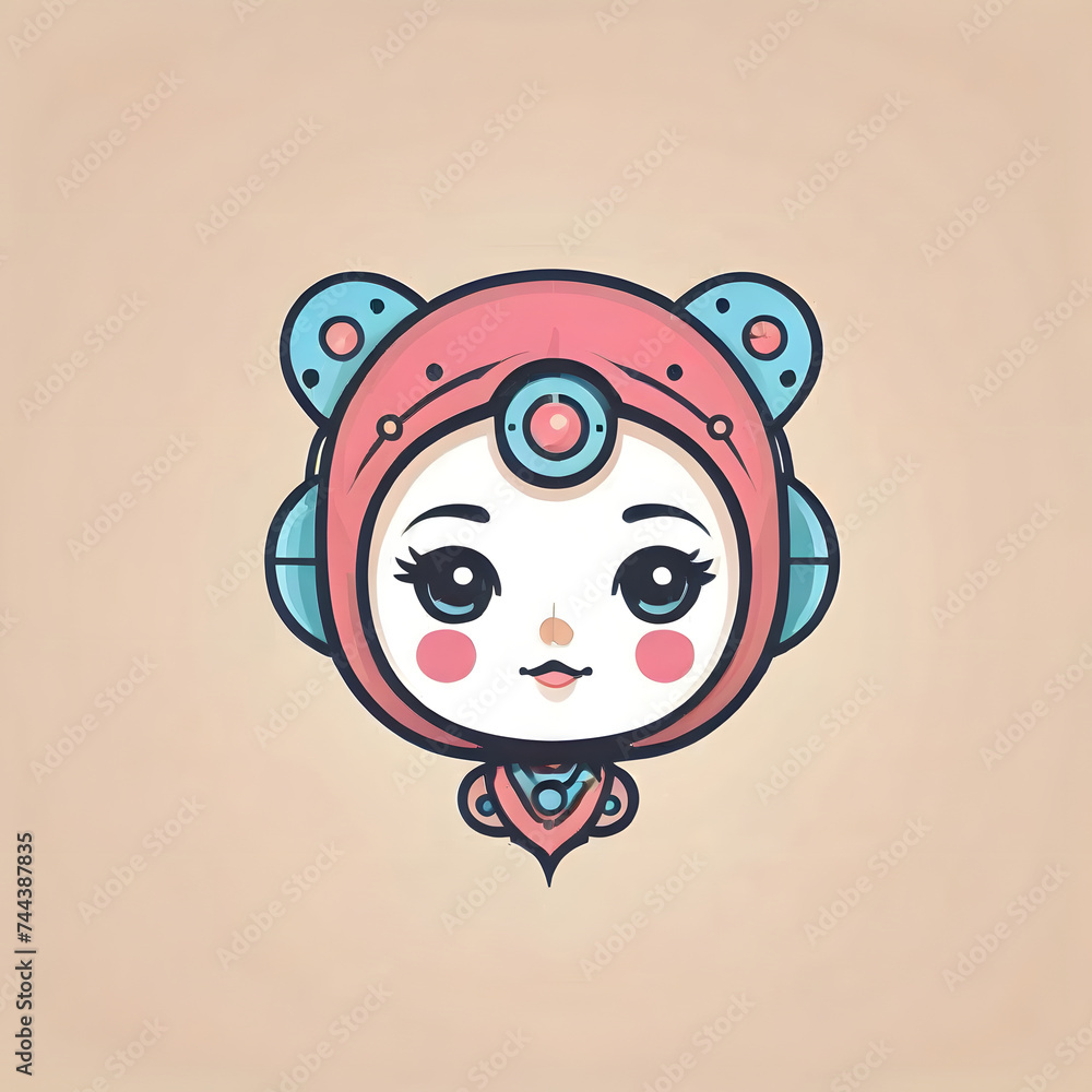 Fototapeta premium Cute Robot Girl's Face Logo 