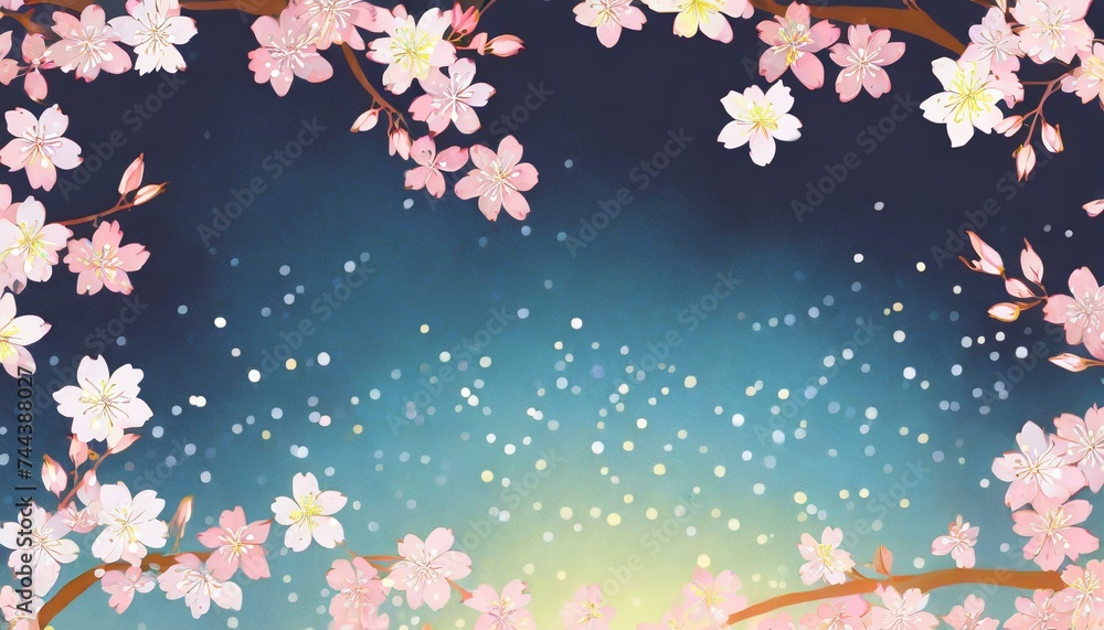 Frame inspired by cherry blossoms at night
