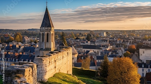 Panoramic view of Poitiers city landscape photo