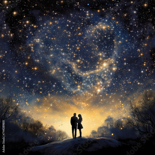 A captivating starry night sky, forming constellations that spell out "Love," ideal for celestial-themed romantic gifts.** - Image #3 @Amos