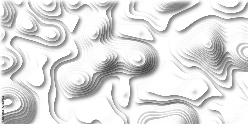 3D Papercut Stylized White topographic contour scheme and terrain. Topography grid map. Contour map background. Geographic line mountain relief. Abstract lines or wavy backdrop background. 3D Papercut Stylized White topographic contour scheme and terrain. Topography grid map. Contour map background. Geographic line mountain relief. Abstract lines or wavy backdrop background.