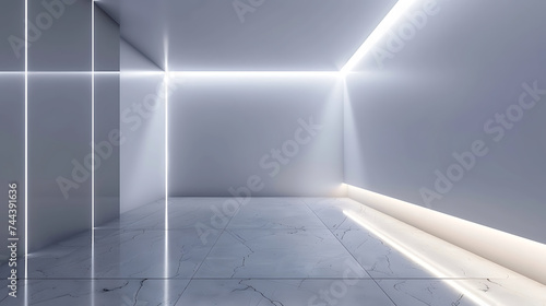 Minimalist wall room with led light AI Image Generative
