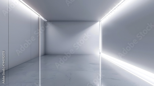 Minimalist wall room with led light AI Image Generative