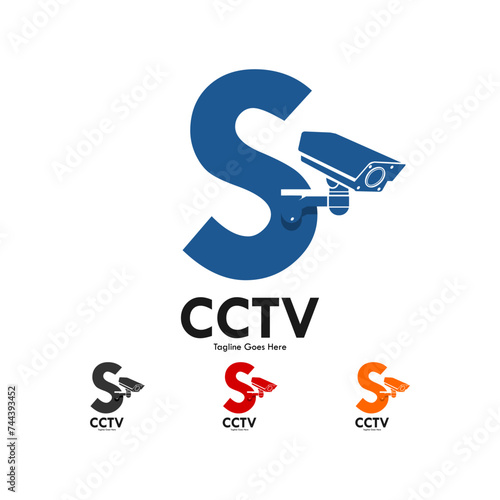 Letter s with cctv design logo template illustration.