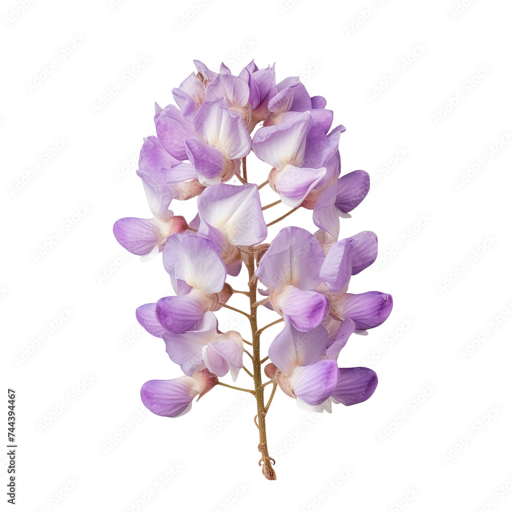 Obraz premium top view of a single wisteria flower isolated on a white background