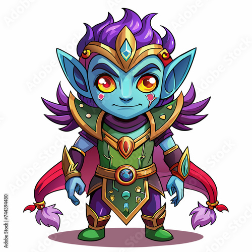 night Elf, cute God, real print Style, Full body, white background