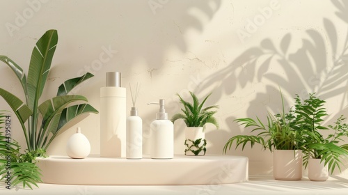 Natural beauty podium. realistic podium for product display.