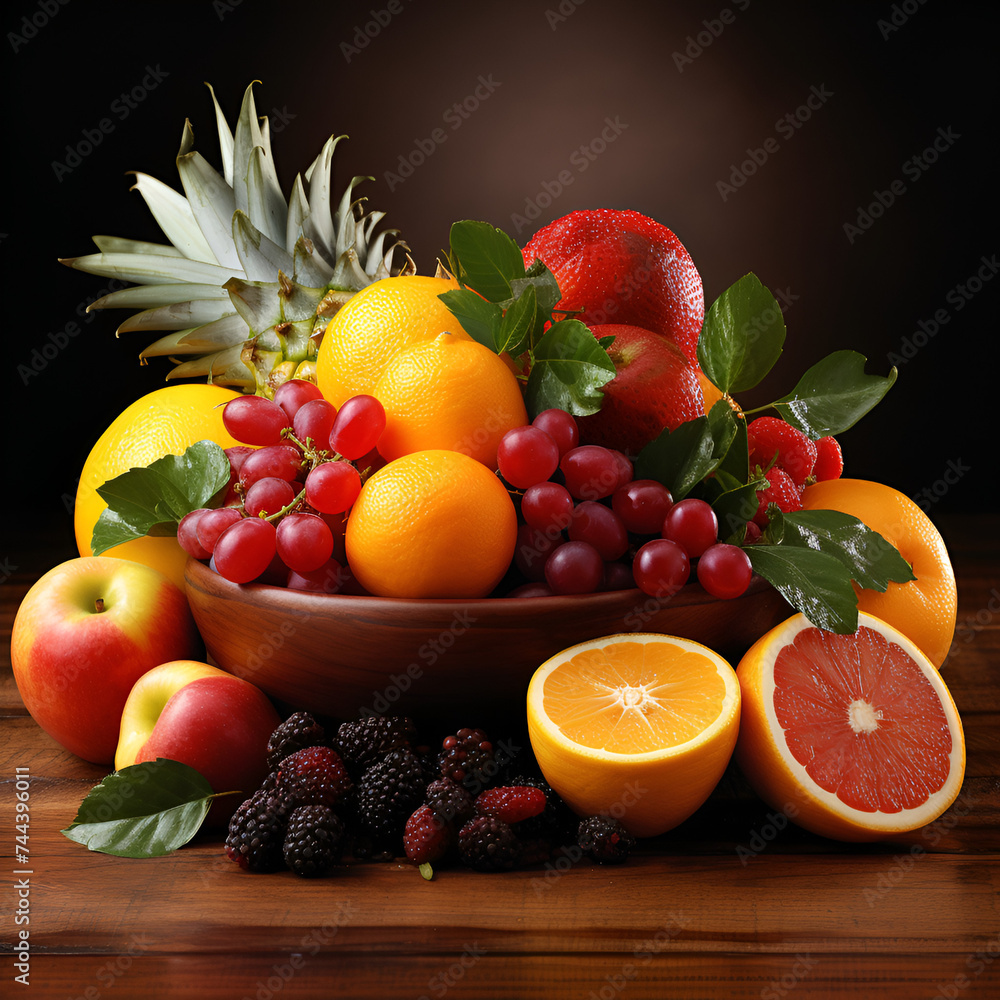 Fresh vegetables and fruits isolated on white background. Fruits Composition Beautiful Fresh, Directly above shot of vegetables and fruits on table on White Background, Generative Ai 
