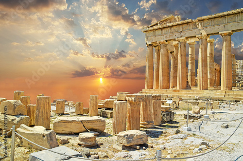 parthenon athens greece acropolis in sunny day