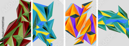 Set of mosaic triangle pattern abstract posters. Vector illustration For Wallpaper, Banner, Background, Card, Book Illustration, landing page
