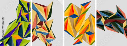 Set of mosaic triangle pattern abstract posters. Vector illustration For Wallpaper, Banner, Background, Card, Book Illustration, landing page