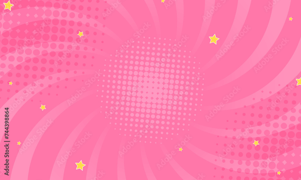 Obraz premium Pink pop art, retro design, stripes mockup. Vector illustration. Halftone vintage background for text, vector illustration