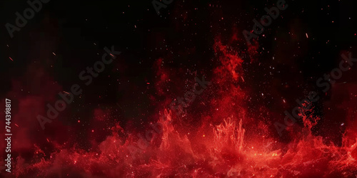 red fire particles lights on black background, fire in motion blur.,Flame, fire with smoke on dark background photo