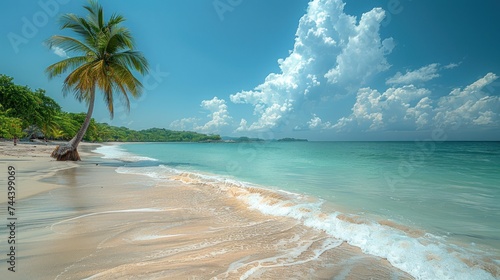 Palm tree on the tropical beach © haizah