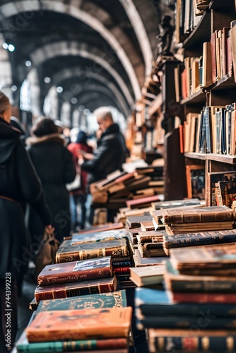 a long row of books in a library