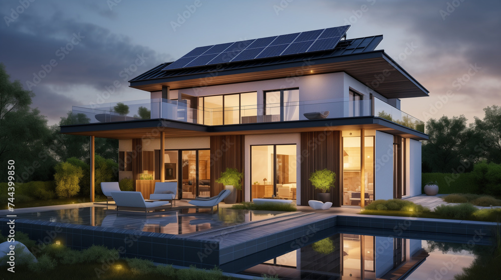 house with solar panels on the roof