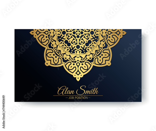 Luxury blue mandala business card template