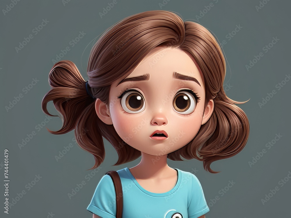 Cute girl with question marks around her head illustration. Cute girl with question marks around her head illustration.