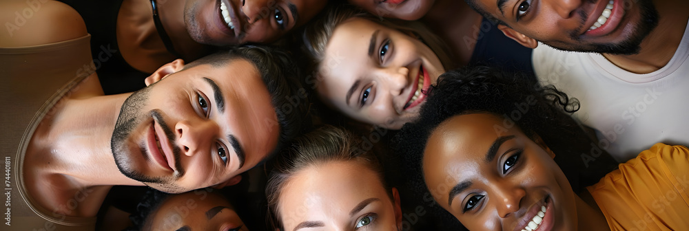 Faces of multiracial people looking at camera. Mixed race friends have fun together, talking smiling at taking selfies. Portrait of students of different nationalities. Diversity in society Faces of multiracial people looking at camera. Mixed race friends have fun together, talking smiling at taking selfies. Portrait of students of different nationalities. Diversity in society