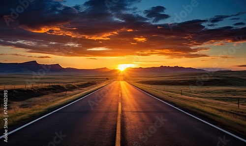 Endless Road With Setting Sun