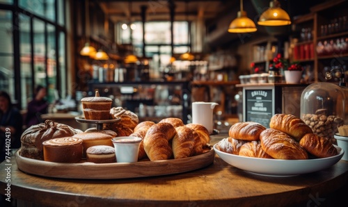 Abundant Array of Bread and Pastries on a Table