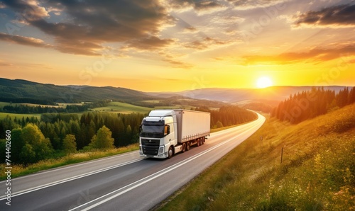 A Semi Truck Traveling on a Rural Road