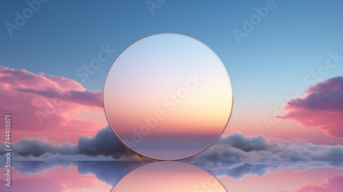 Surreal sunset with abstract mirror reflection.