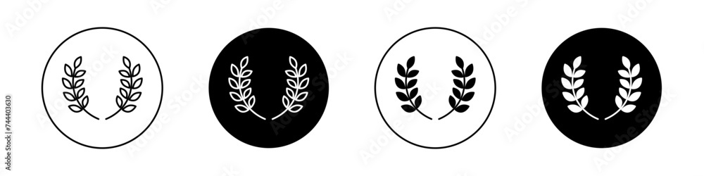 Laurel Wreath Icon Set. Award Olive Victory Vector Symbol in a Black ...