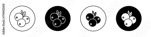 Blueberry Icon Set. Berry Fruit Bilberry Vector Symbol in a Black Filled and Outlined Style. Juicy Delight Sign. photo