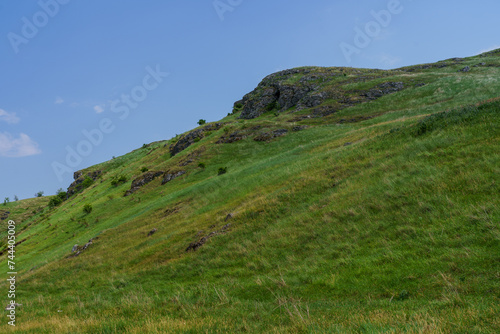 Hilly valley. Background with selective focus and copy space