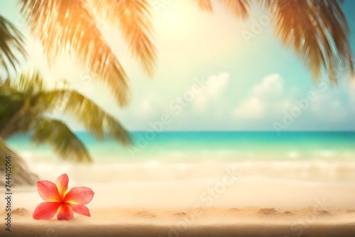 beach banner summer background illustration vacation tropical, palm ocean, sand relaxation beach banner summer background