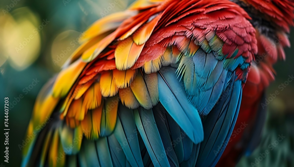 Obraz premium a close up of a colorful bird's feathers