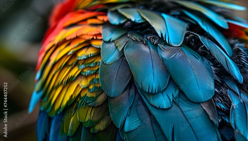 Fototapeta premium a close up of a colorful bird's feathers