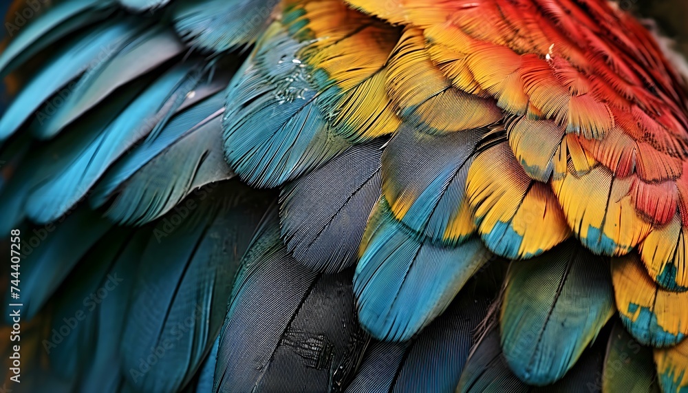 Obraz premium a close up of a colorful bird's feathers