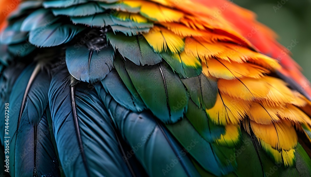Obraz premium a close up of a colorful bird's feathers