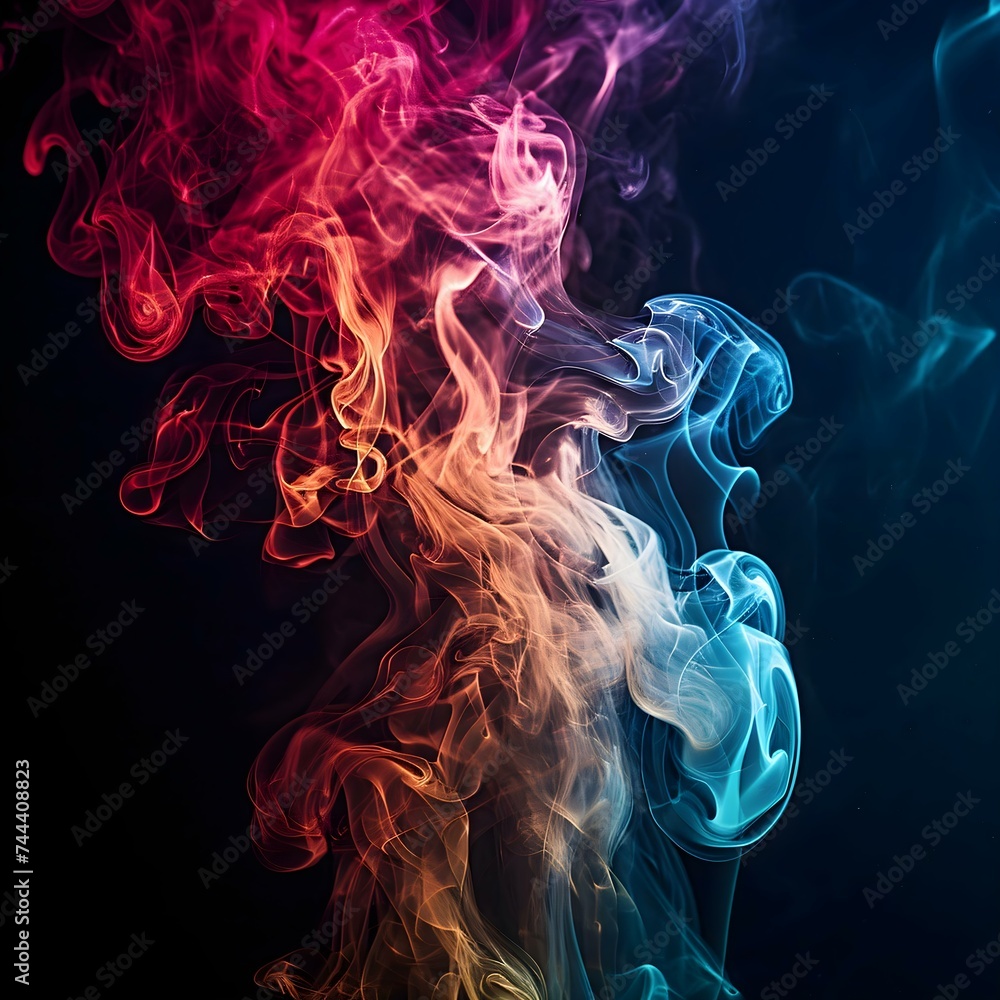 Obraz premium a group of colorful smokes on a black background