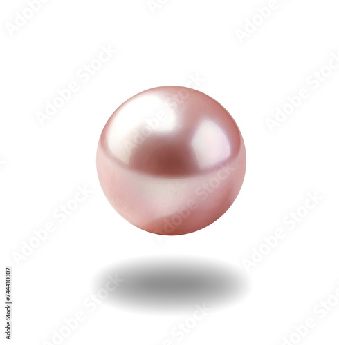Single pink pearl isolated on white background - 3d pearl illustration