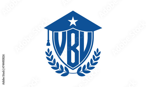 VBU three letter iconic academic logo design vector template. monogram, abstract, school, college, university, graduation cap symbol logo, shield, model, institute, educational, coaching canter, tech