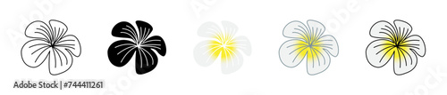 Araliya Flower Vector Illustration Set. Flower Plumeria Frangipani Exotic Sign Suitable for Apps and Websites UI Design Style. photo