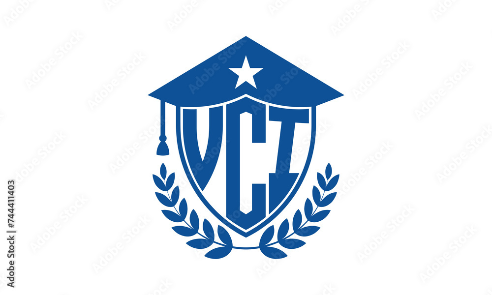 VCI three letter iconic academic logo design vector template. monogram, abstract, school, college, university, graduation cap symbol logo, shield, model, institute, educational, coaching canter, tech VCI three letter iconic academic logo design vector template. monogram, abstract, school, college, university, graduation cap symbol logo, shield, model, institute, educational, coaching canter, tech
