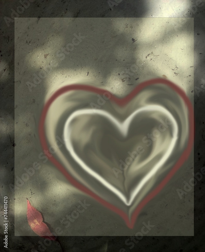 hearts on a beach background in the sand a leaf