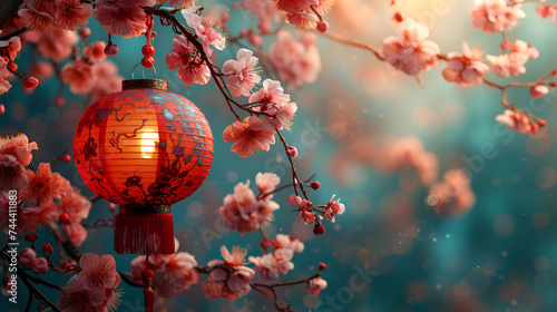 Prosperity shines bright this Lunar New Year as lanterns illuminate the festivities, blending Chinese tradition with modern flair, Generative Ai.