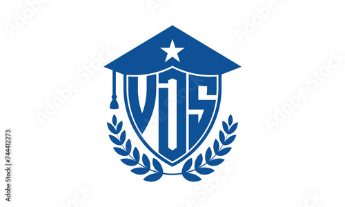VDS three letter iconic academic logo design vector template. monogram, abstract, school, college, university, graduation cap symbol logo, shield, model, institute, educational, coaching canter, tech photo