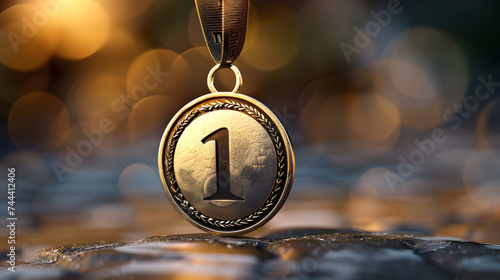 gold medal with number 1 photo