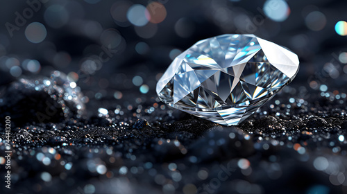 Shiny diamond isolated on black background with copy space, showcasing elegance and luxury, perfect for jewelry advertisements and design projects, Generative Ai.