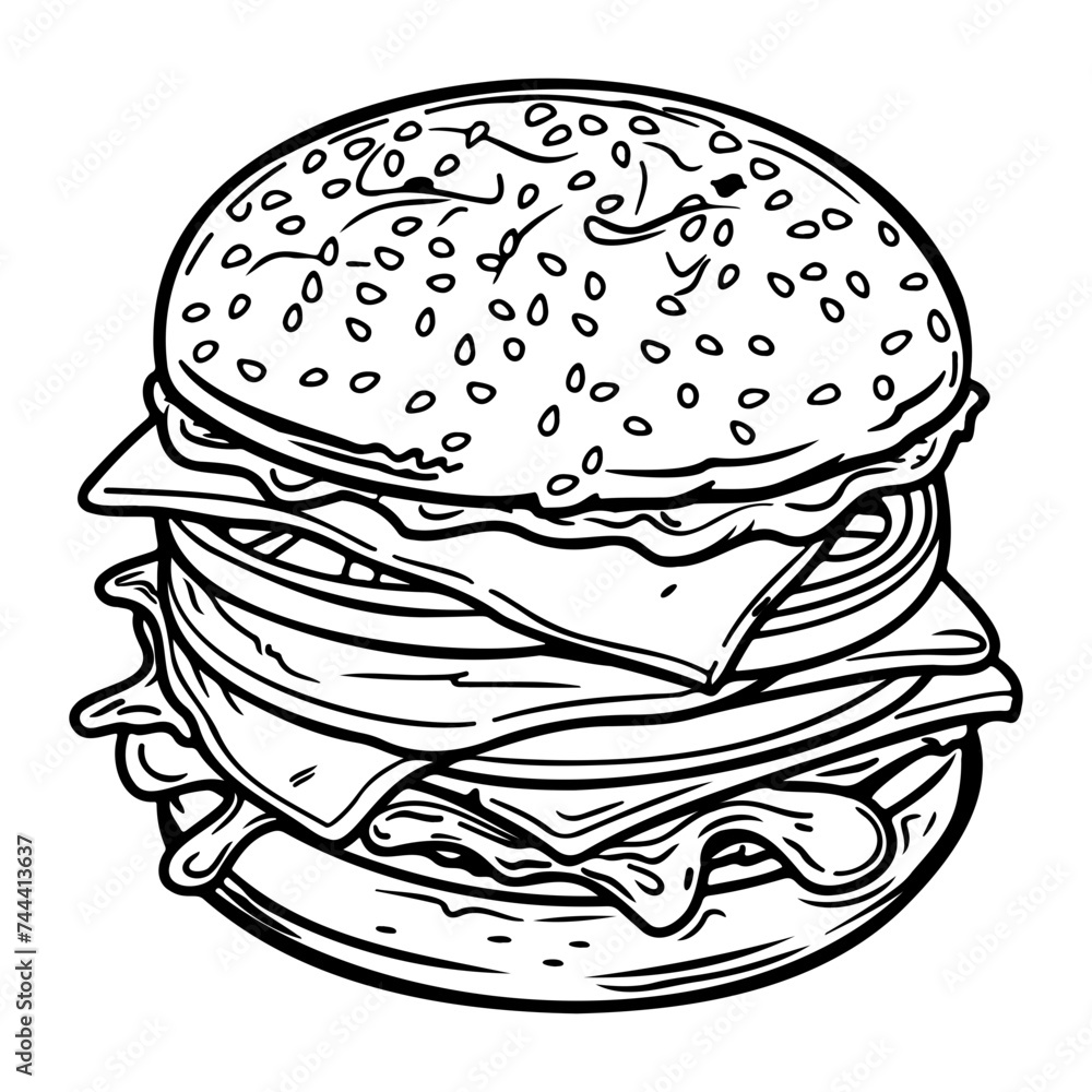 cheeseburger black silhouette logo svg vector, cheeseburger icon illustration. cheeseburger black silhouette logo svg vector, cheeseburger icon illustration.