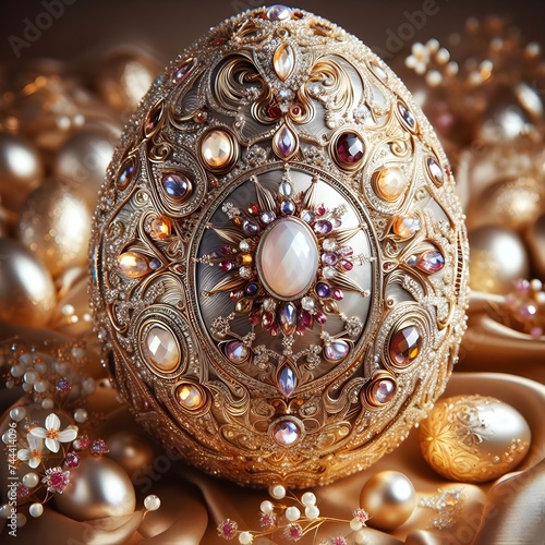 A luxurious easter egg, encrusted with sparkling jewels and intricate filigree, fit for royalty-free Jeweled Egg, Easter Egg, Paschal Egg, Jewelry Art, Home Decor, Art Collectible, OOAK Gifts 